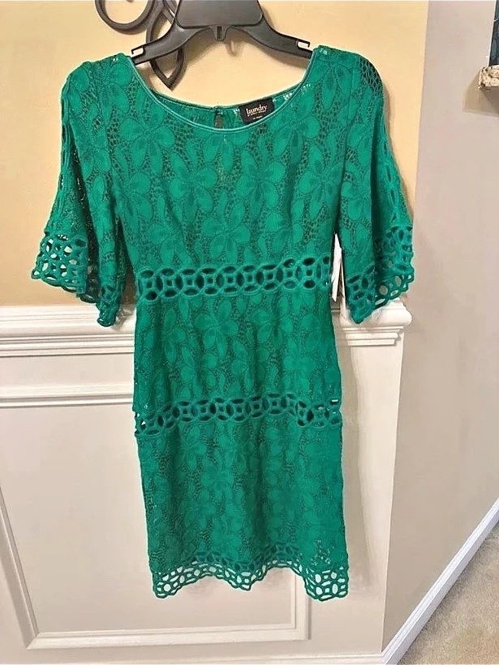 Laundry by Design Floral Lace Mini Dress in Green Size 0 NWT